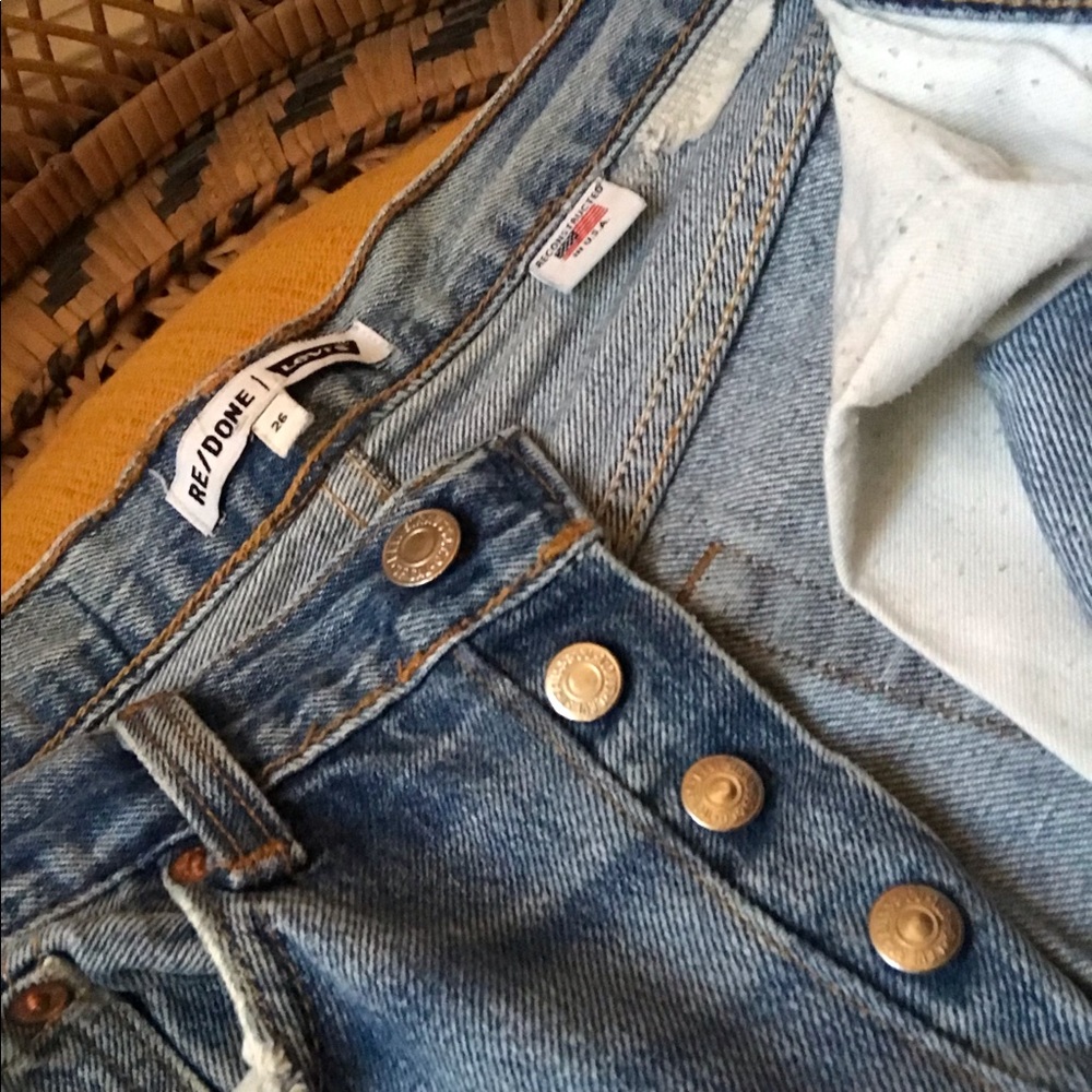 Re/Done Cropped High Waisted Jeans - Picture 2 of 8